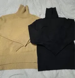 ハイネックニット セット（ベージュ＋ブラック）