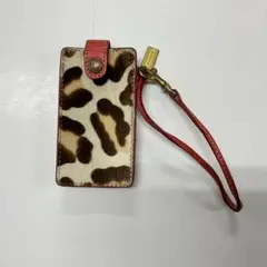 希少 コーチ COACH ハラコ レオパード iPod ケース レッド ヒョウ柄