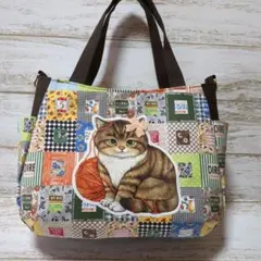 コヤンイサムチョン☆ころりんトートバッグ ヌビキルト お顔猫ちゃん