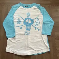 Old Stussy スカルプリント 七分袖カットソー ホワイト/ブルー