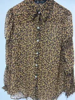 ZARA 花柄シアーシャツ