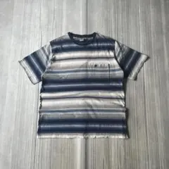 HANG TEN マルチボーダー ポケットTシャツ 半袖 4L ネイビー ブルーのサムネイル