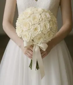 クリーム色　プリザーブドフラワー ブーケ