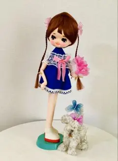 昭和レトロ ポーズ人形 ムク犬モール人形 宇山あゆみ リボン印