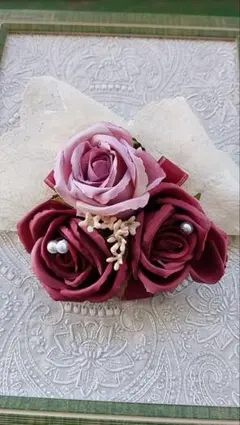 ☆コサージュ♪マチュアローズmixカラー♪パール②♪手作り新品