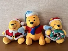 クマのプーさん サンタと帽子手袋マフラー　ぬいぐるみ 3体セット