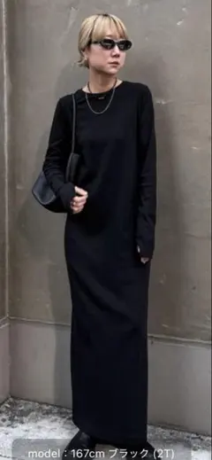 feepur カットリブロングワンピース　ブラックS