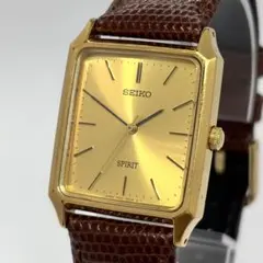 新品電池 稼働 SEIKO スピリット レクタンギュラー ボーイズ ゴールド 