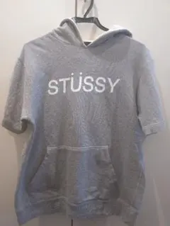 STUSSY ステューシー　リバーシブル　半袖パーカー　フード付　グレー×ピンクのサムネイル