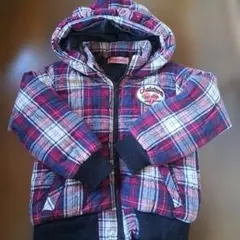 Chceletron　KIDS　フード付きチェックジャンパー　ダウン　130