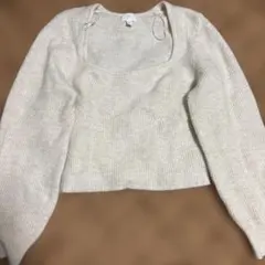 H&M クリーム色 長袖ニットセーター M