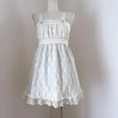 00s 希少 LIZLISA ビスチェ風コットン総レースフリルキャミワンピ
