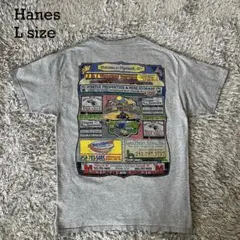 Hanes 地域広告デザイン Tシャツ L 企業ロゴ アド グレー 一点物