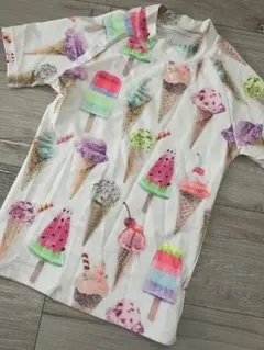 アイスクリーム柄 半袖　ラッシュガード　女の子　水着　8y 8t ネクスト