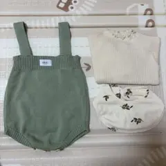 ululu ニットロンパースセット　73cm