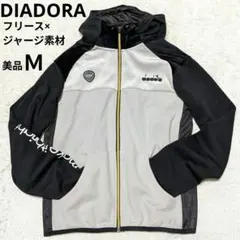 美品♡ディアドラ DIADORA ウェア Ｍ フリース×ジャージ 黒×グレー