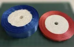 サテンリボン 2個セット ブルー ピンク