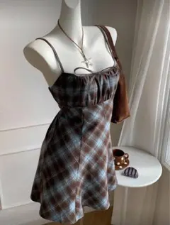 SHEIN キャミワンピース ブラウンチェック