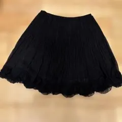 axes femme ブラックフレアスカート レース付き