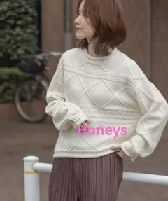 【美品】Honeys 横ケーブルニット