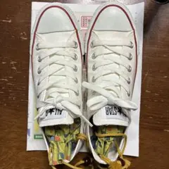 コンバース　ホワイト　白　赤ライン　ローカット