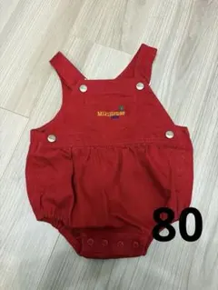 ミキハウス　ダルマオール　ロンパース　赤　デニム　80 MIKIHOUSE