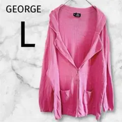 GEORGE レディース　カーディガン【L】ピンク前ボタン　ポケット　海外古着