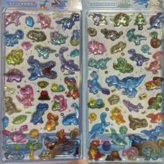 恐竜と宝石デザインの立体ステッカーセット