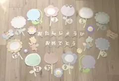 誕生日表　お花　くすみカラー　壁面　2000→1980