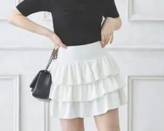 INGNI イング ホワイト フリルミニスカパン ティアードスカート　白