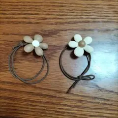 花モチーフ ヘアゴム 2個セット