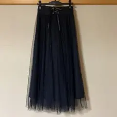 編み上げ　バックリボン　チュールスカート　ブラック