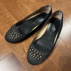 難有り フラットシューズ パンプス 25cm ネイビー ORTR バレエシューズ