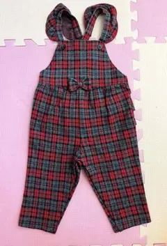 べべ オーバーオール ロンパース サロペット 80 90 チェック 赤