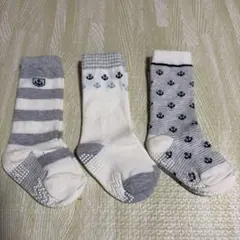 ベビー靴下 ストライプ アンカー柄 3足セット