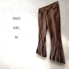 GRL 茶色 ブラウン ブーツカットデニム Y2K ギャル 平成 可愛いM綺麗め