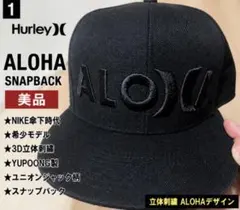美品 Hurley ALOHA 3D刺繍 キャップ 黒のサムネイル