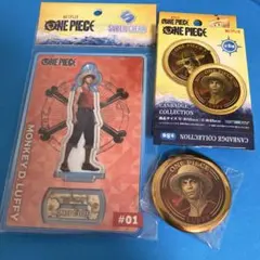 ワンピース　ルフィ　アクリルスタンド　缶バッジ　2セット