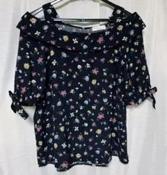 アースミュージックアンドエコロジー 小花柄 オフショルブラウス 半袖