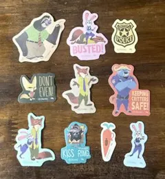 ディズニー　ズートピア　ニック　ジュディ　フレークステッカーシール１０枚セット