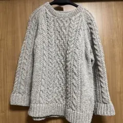 かぐれ　ケーブルニット 長袖セーター グレー