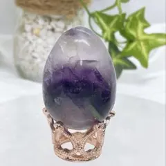 【天然石】パープルフローライト 卵　台座付き