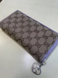 GUCCI GGパターン 長財布 ブラウン/パープル