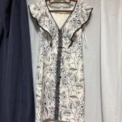 JEWELS フラワープリント フリルドレス M