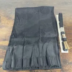 【極美品】黒の花柄刺繍　帯締め　帯あげ　セット　和装