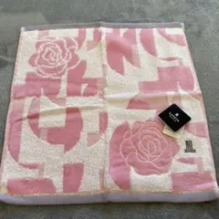 LANVIN バラ刺繍 ピンクタオルハンカチ