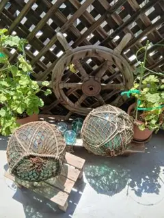海人が編んだガラス玉 浮き玉 3個セット 網付き インテリア - メルカリ