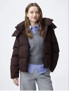 GU ウォームパデッドブルゾン　ダークブラウン M