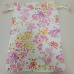 花柄コットン巾着袋 中型