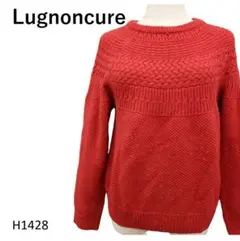 編み模様が可愛い✅ルノンキュール　ラグランスリーブニット　求心柄編み　F　レッド